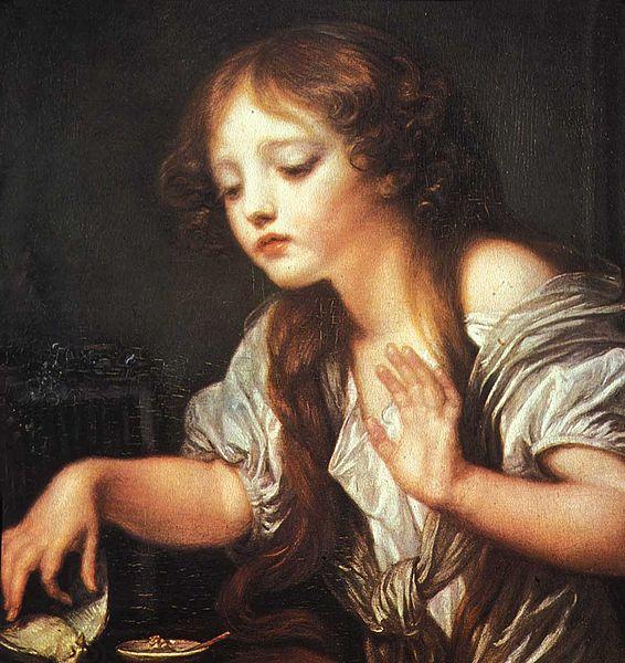 Jean Baptiste Greuze Young Girl Weeping for her Dead Bird oil painting picture